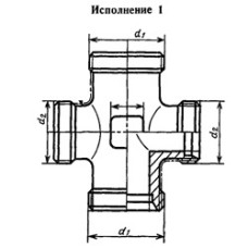 Переходная резьбовая крестовина 5x4 мм исп. 1 12Х18Н9Т ГОСТ 21870-78